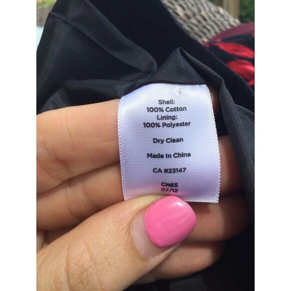 Talbots Womens Velvet Blazer Sz 12p 12 Jacket Black Red Rose Whimsygoth Romantic - Picture 9 of 9